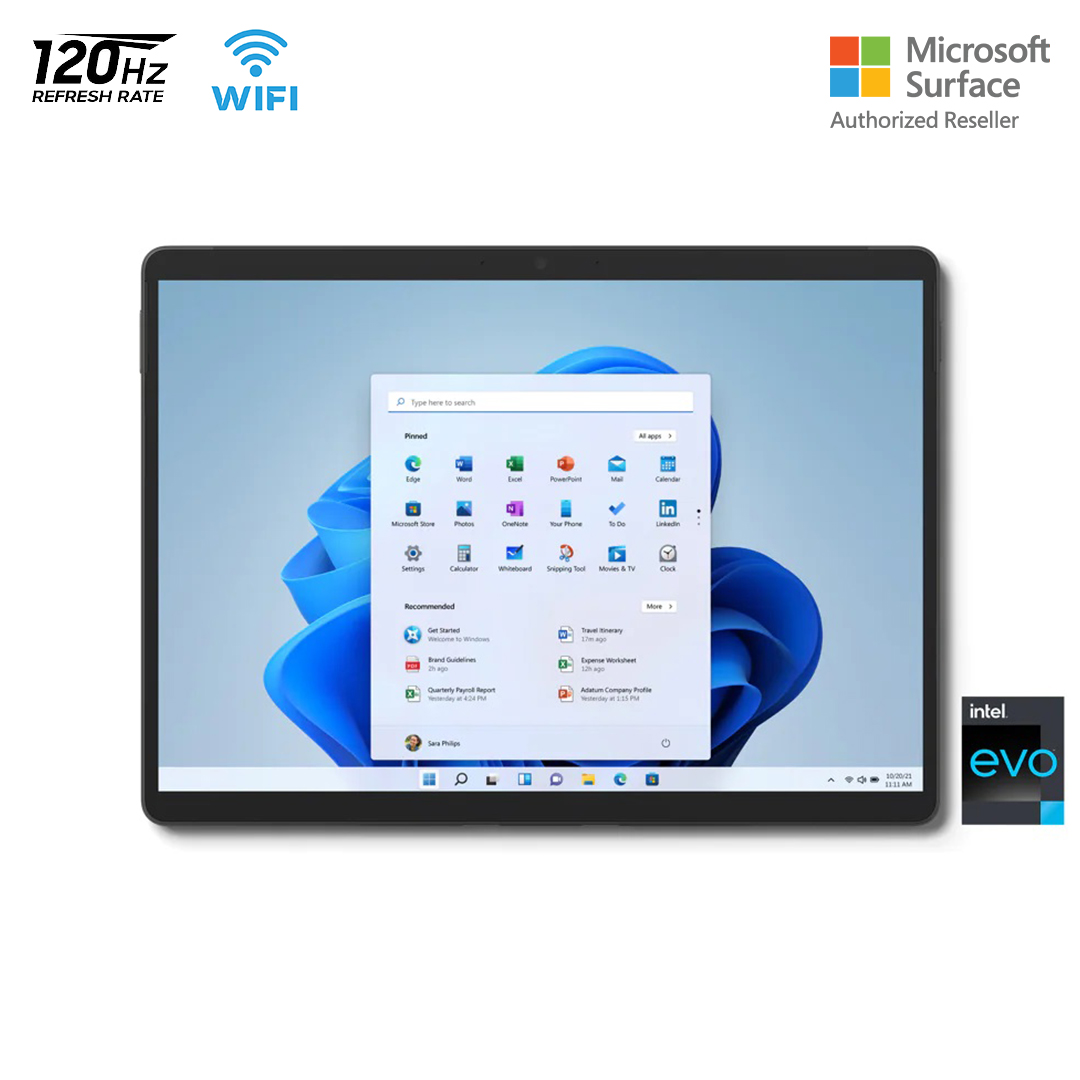 Surface Pro 8 Platinum + Graphite, i5 1135G7, 8GB RAM, 512GB SSD