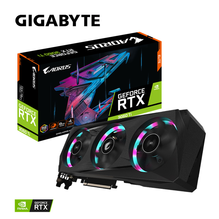 VGA GIGABYTE AORUS GeForce RTX 3060 Ti ELITE 8G (rev. 2.0) (GV-N306TAORUS E-8GD)