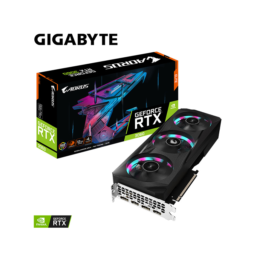 VGA GIGABYTE AORUS GeForce RTX 3060 ELITE 12G (rev. 2.0) (GV-N3060AORUS E-12GD)