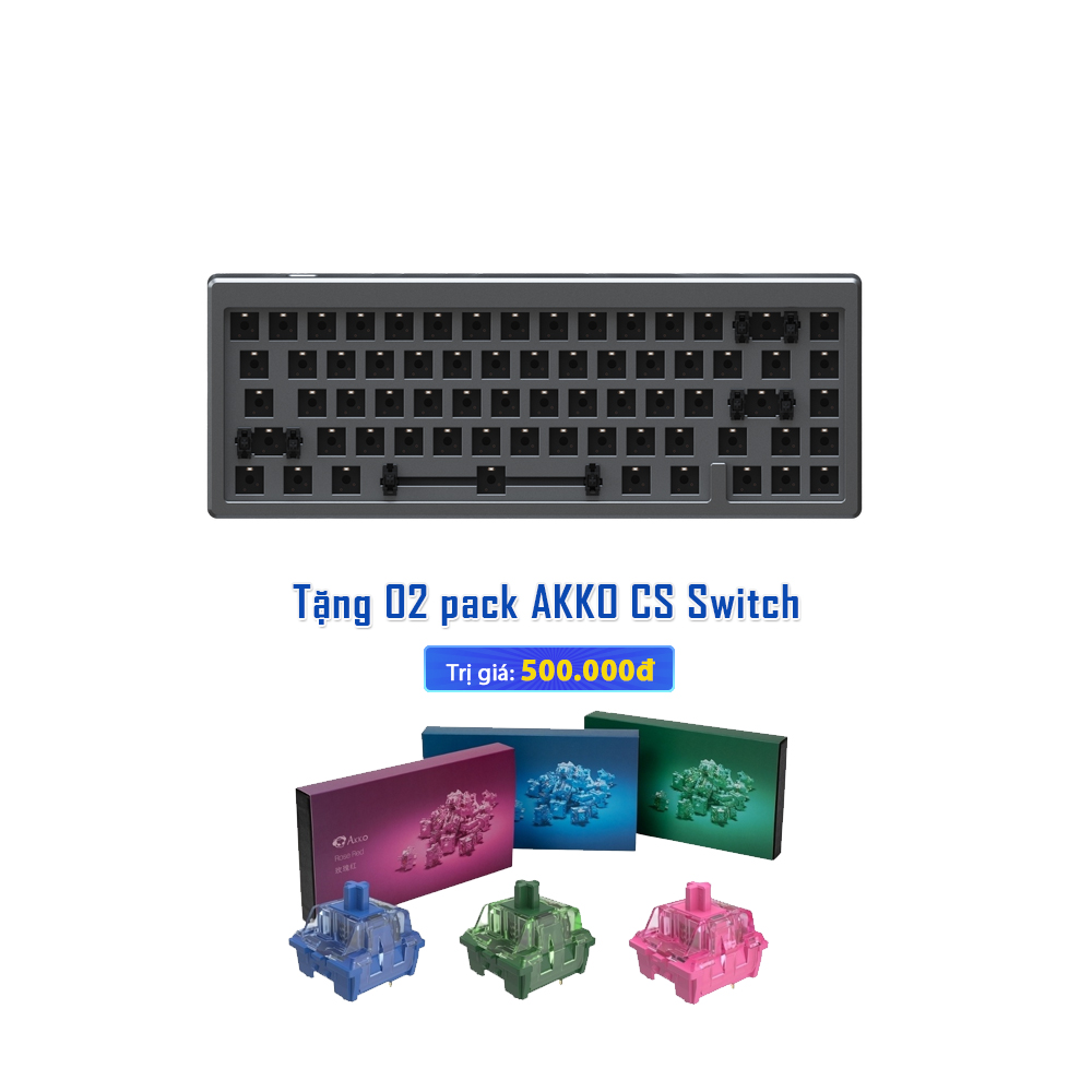 Kit bàn phím cơ AKKO Designer Studio – MOD005 Space Gray (Hotswap 5 pin / RGB / Foam tiêu âm / Gasket Mount)