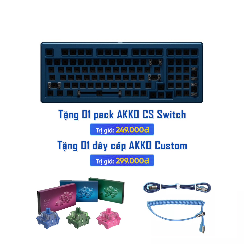 Kit bàn phím cơ AKKO Designer Studio – MOD003 Ocean Blue (Hotswap 5 pin / RGB / Foam tiêu âm / Foam đáy / Gasket Mount)