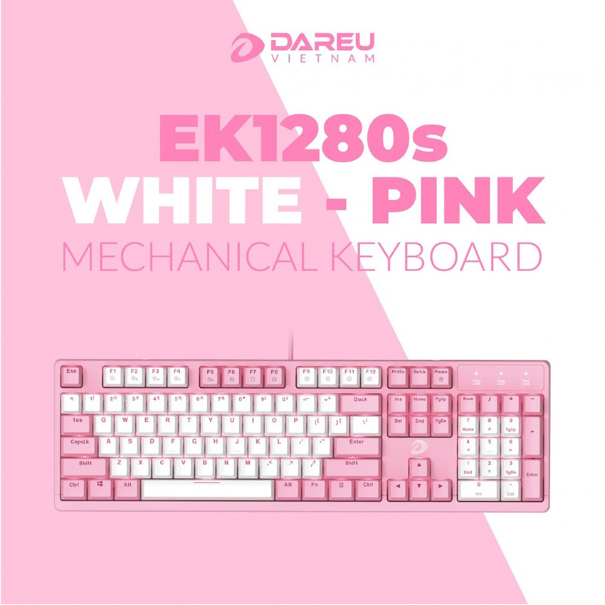 Bàn phím cơ DareU EK1280S Pink White Brown switch